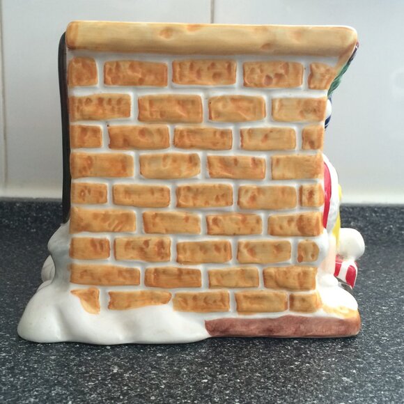 M&Ms Christmas FTD Candy Bowl Dish Fireplace Red Yellow Ceramic Collectible - Picture 4 of 9